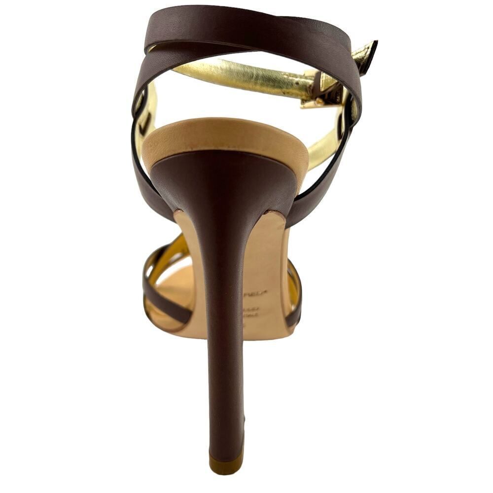 New DSQUARED2 Women US 8 Brown Leather Stiletto Pump Sandals Ankle Strap IT $650 - Picture 9 of 16